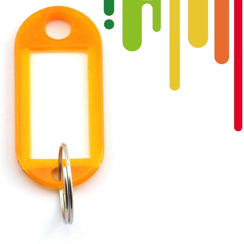 Lind Kitchen 40pcs Orange Key Ring Label Tags Plastic Keys Holder and Identifier Name Number Address Information Label Card for Keys ID 5x2.2cm - Image 2